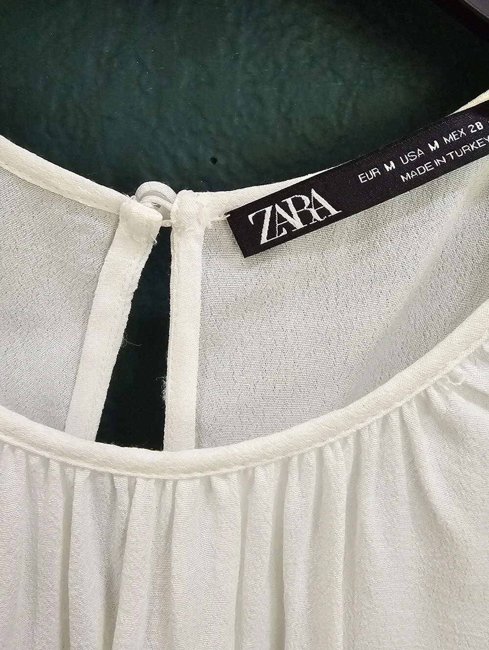 Zara White Embroidered Sheer Puff Sleeve Blouse Medium Floral Mesh